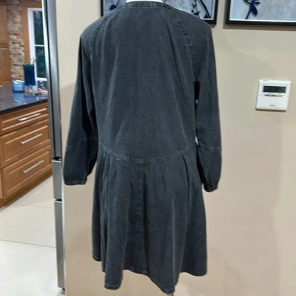 Time and Tru Women's Button Front Denim Mini Dress with Long Sleeves,A3 - Picture 7 of 13